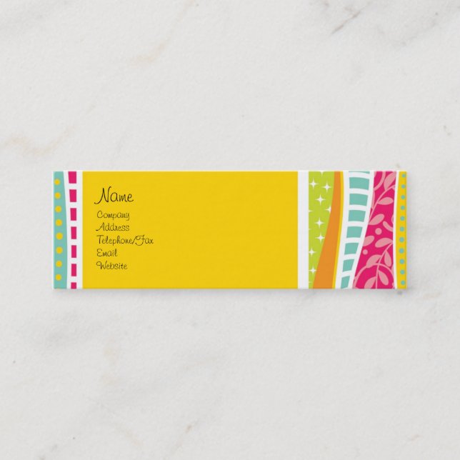 Visite Mini Carte de profil funky colorée (Devant)