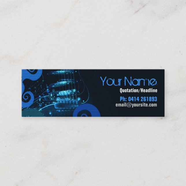 Visite Mini Carte de profil Grunge bleu GUITAR (Devant)