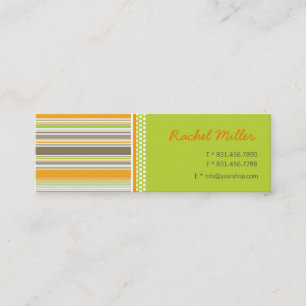 Visite Mini Carte de profil Motif Retro Orange Green Stripes
