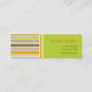 Visite Mini Carte de profil Motif Retro Orange Green Stripes
