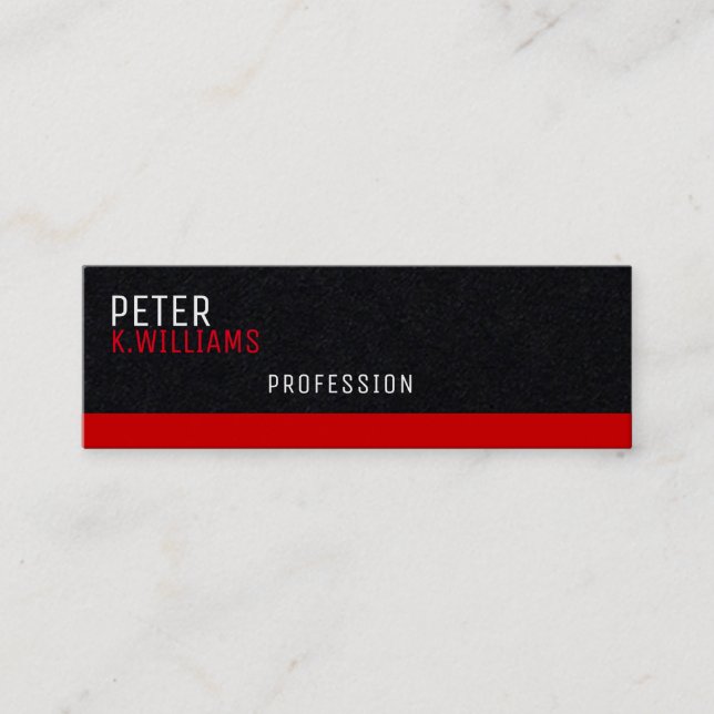 Visite Mini carte de profil premium noire avec bordure rouge (Devant)