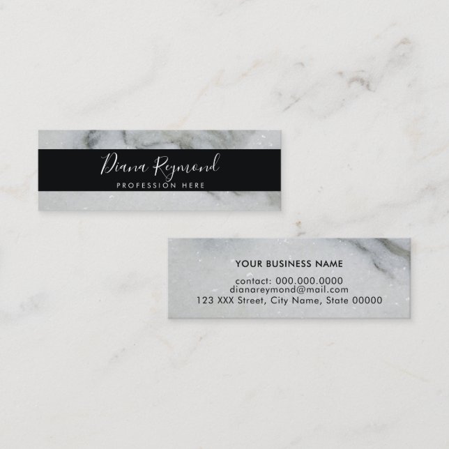 Visite Mini carte de profil professionnelle en marbre nom manu (Devant / Derrière)