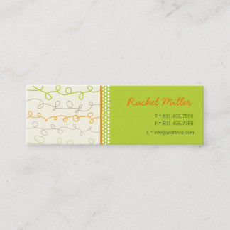 Visite Mini Carte de profil Retro Orange Green Scribbles Motif