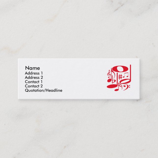 Visite Mini Carte de profil rouge musical (Devant)
