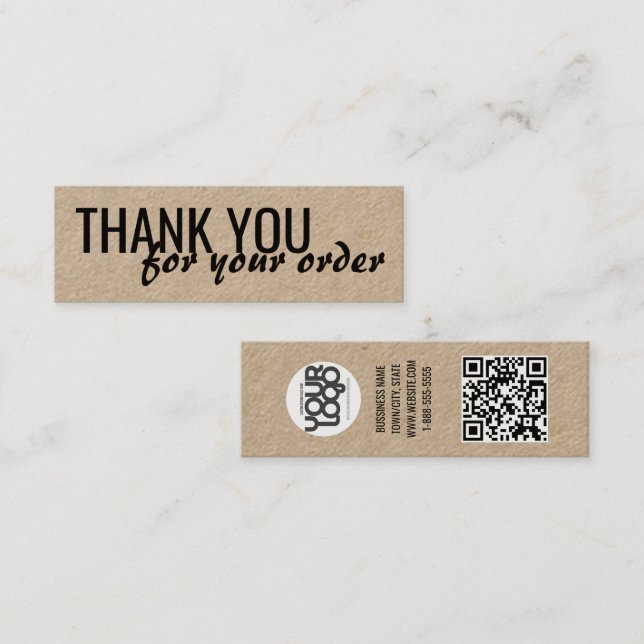 Visite Mini Carte de Remerciement pour Votre Commande en Kraft (Devant / Derrière)