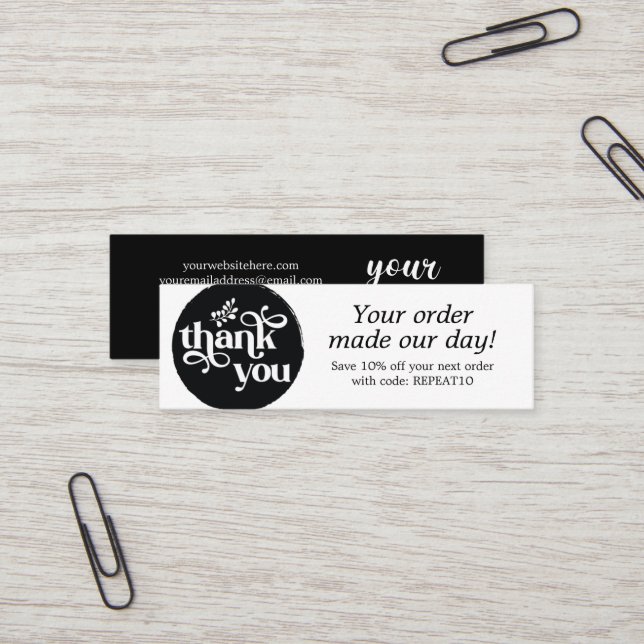 Visite Mini Carte de remerciements circulaire de commande pers (Devant/Arrière en situation)