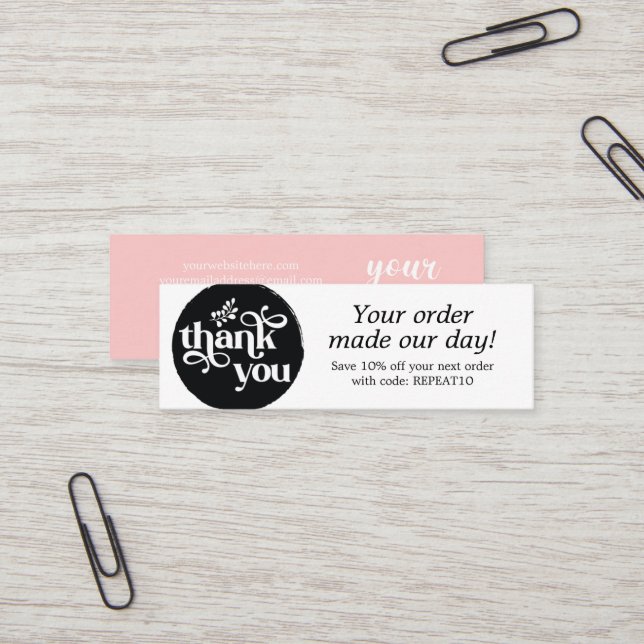 Visite Mini Carte de remerciements circulaire de commande pers (Devant/Arrière en situation)