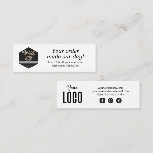 Visite Mini Carte de remerciements de commande personnalisée d (Devant / Derrière)