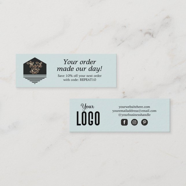 Visite Mini Carte de remerciements de commande personnalisée d (Devant / Derrière)