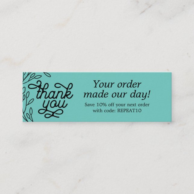 Visite Mini Carte de remerciements de commande personnalisée v (Devant)