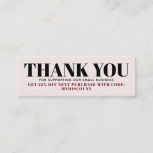 Visite Mini Carte de remerciements minimaliste rose pastel