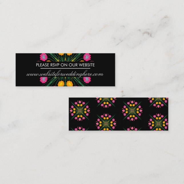 Visite Mini Carte de site Web Floral Espagnol tirée à la main  (Devant / Derrière)