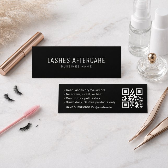 Visite Mini Carte de soins après-salon de cils Noir (Créateur téléchargé)