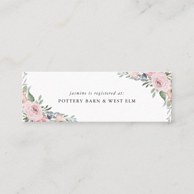 Visite Mini Carte d'insertion de registre de mariage à fleurs  (Devant)