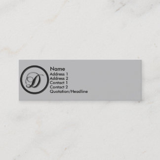 Visite Mini Carte élégante de profil du monogramme D de