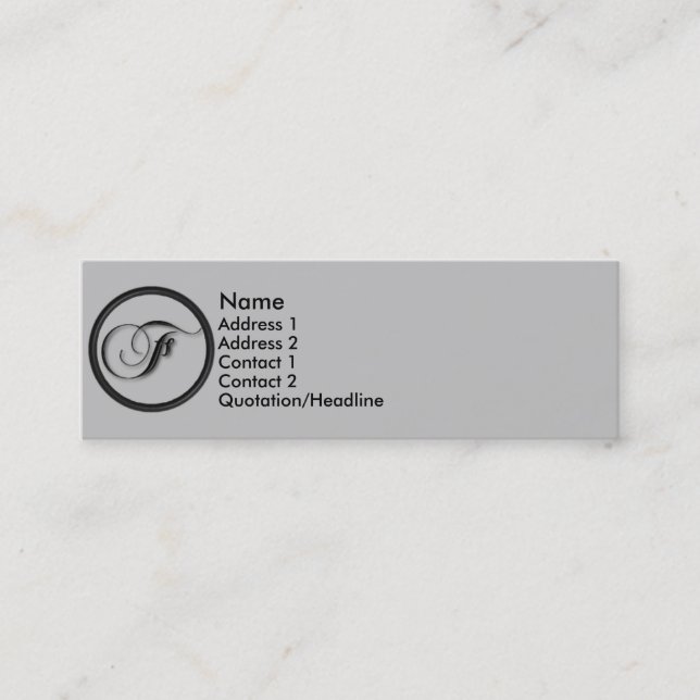 Visite Mini Carte élégante de profil du monogramme F de (Devant)