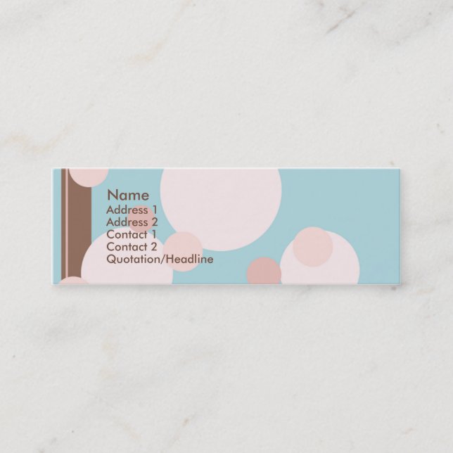 Visite Mini Carte faite sur commande de profil de points roses (Devant)