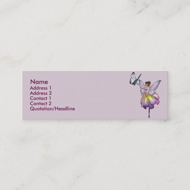 Visite Mini Carte féerique de profil de fleur pourpre de KRW (Devant)