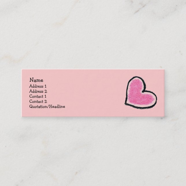 Visite Mini Carte maigre de profil de COEUR ROSE (Devant)