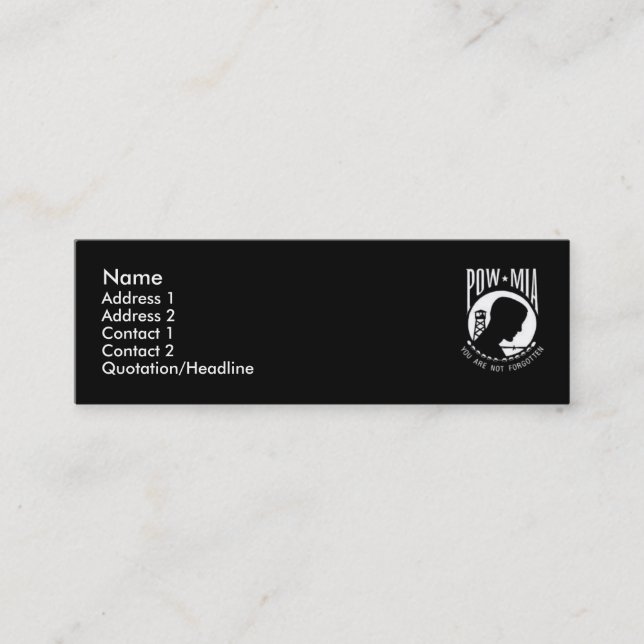 Visite Mini Carte noire de profil de MIA de prisonnier de (Devant)