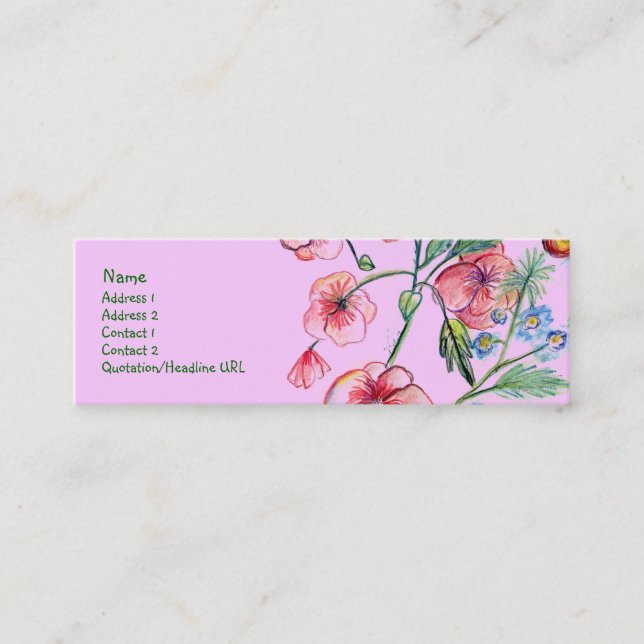 Visite Mini Carte rose de profil de fleurs de Bell (Devant)