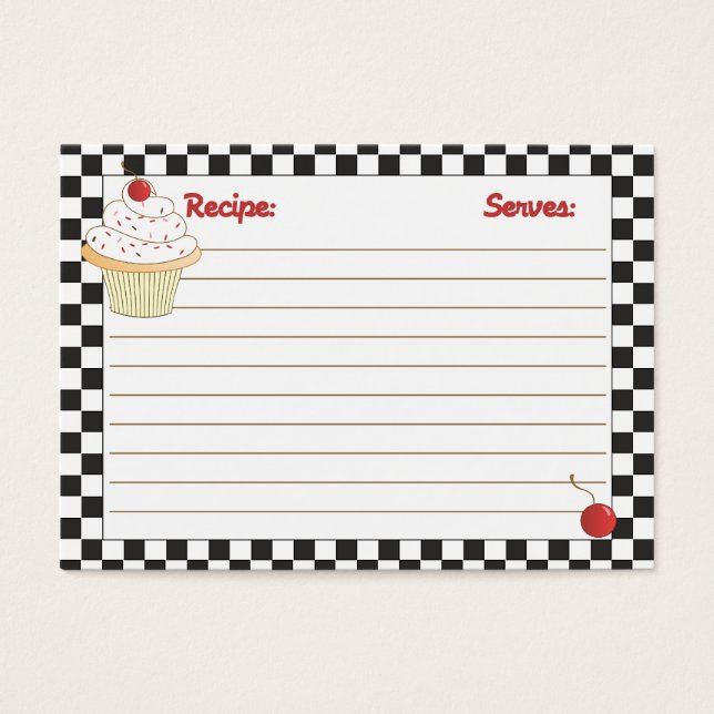 Visite Mini Cartes de Recette Cerry Cupcake (Devant)