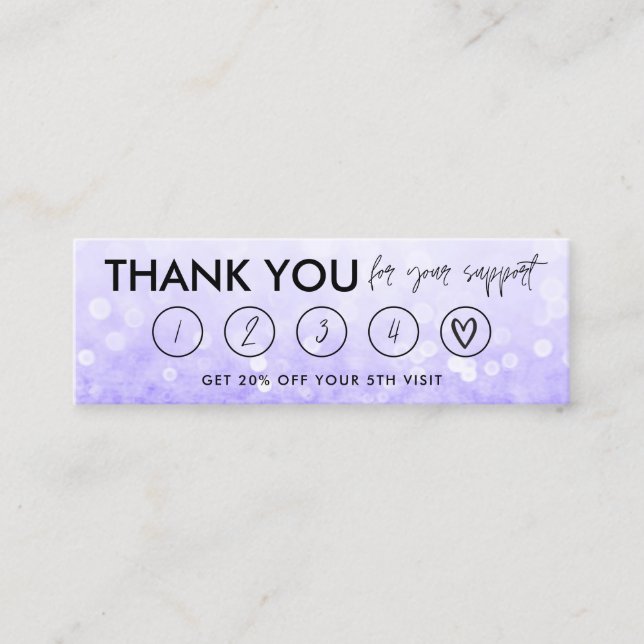 Visite Mini Cheveux de maquillage violet Merci carte de fidéli (Devant)