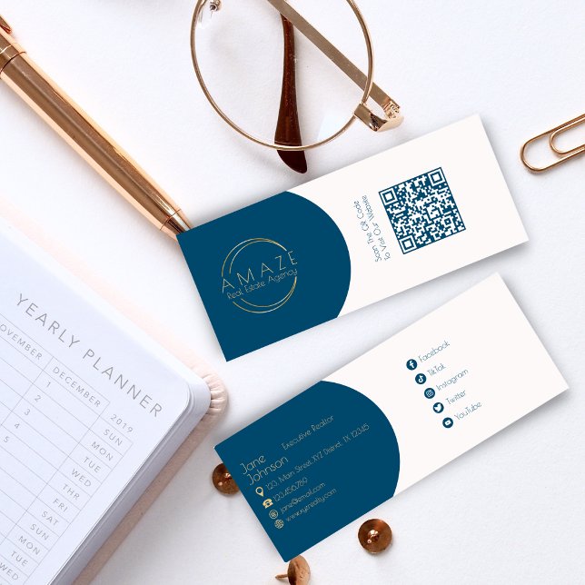 Visite Mini Elegant Broker de propriété QR Code Carte de visit (Créateur téléchargé)
