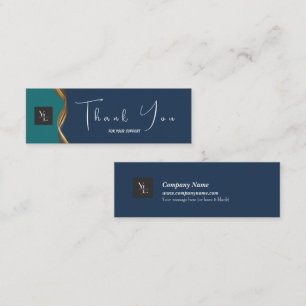 Visite Mini Elégant Gold Wave Blue & Turquoise Logo Carte de r