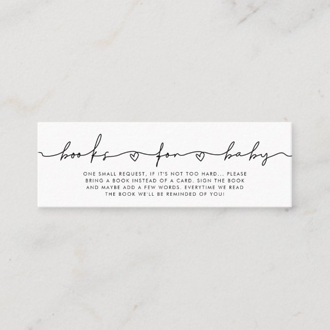 Visite Mini Joli script blanc Livres pour carte de demande béb (Devant)