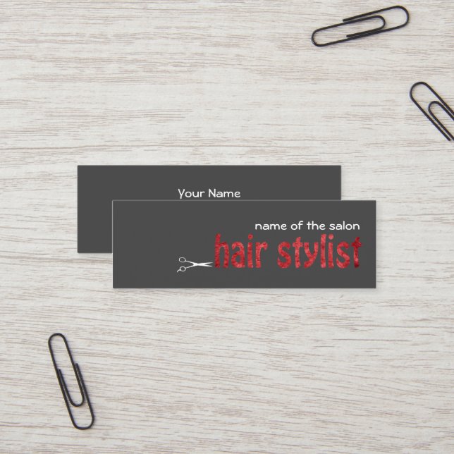 Visite Mini Modèle de carte d'affaires Hair Styliste/Salon (Devant/Arrière en situation)