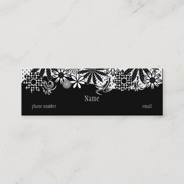 Visite Mini Noir et blanc pointillés fleurit le carte de (Devant)