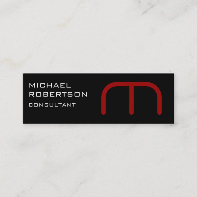 Visite Mini Noir rouge Monogramme Plain Consultant Carte de vi (Devant)