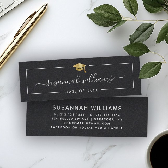 Visite Mini Nom de la graduation Carte Script moderne Insérer  (Créateur téléchargé)