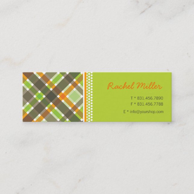 Visite Mini Rétro carte chic verte orange de profil de motif (Devant)