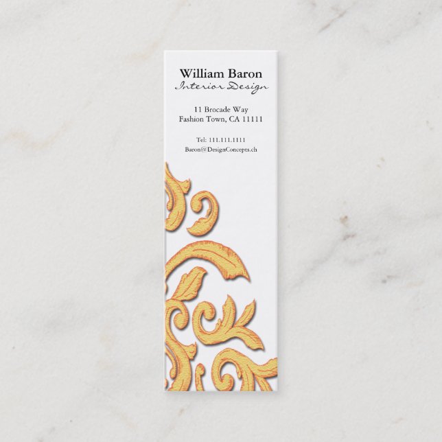 Visite Mini Rouge et carte élégante de profil de damassé (Devant)