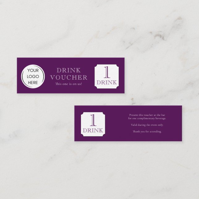 Visite Mini Simple CARTE DE BON POUR UN VERRE Logo d'entrepris (Devant / Derrière)