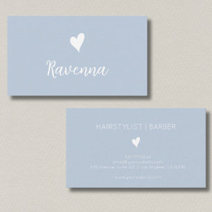 Visite Minimaliste Carte de Nom de Barbier à Cœur Blanc e