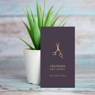 Visite Minimaliste Élégant Violet Foncé Or Faux Carte de