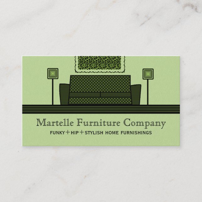 Visite Mobilier funky Carte de visite, Vert olive (Devant)