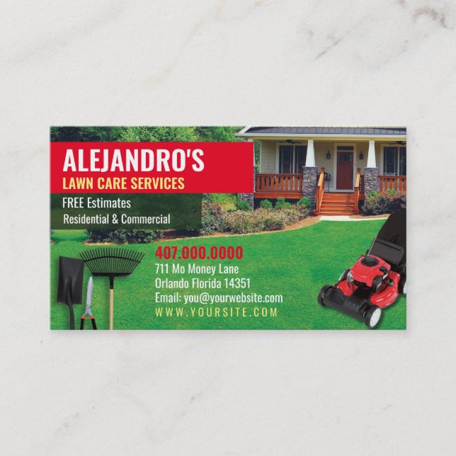 Visite Modèle de carte d'affaires Landscaping Lawn Care M (Devant)