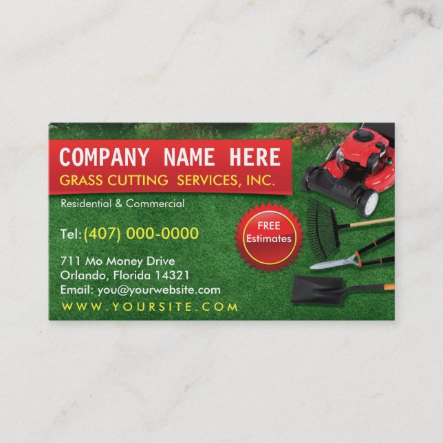 Visite Modèle de carte d'affaires Landscaping Lawn Care M (Devant)