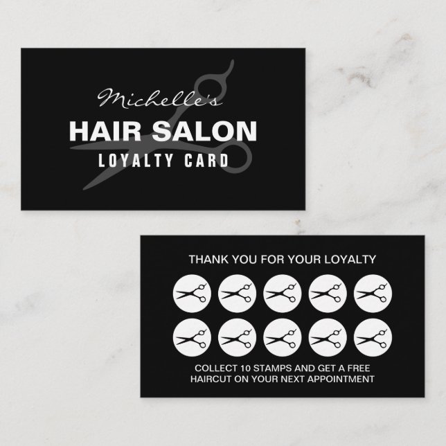 Visite Modèle de carte de fidélité de salon de coiffure (Devant / Derrière)