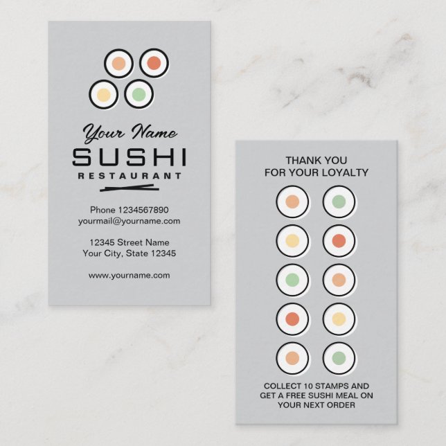 Visite Modèle de carte de fidélité pour restaurant de sus (Devant / Derrière)