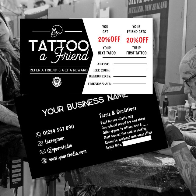Visite Modèle de carte de parrainage de tatouage | Faire  (Créateur téléchargé)
