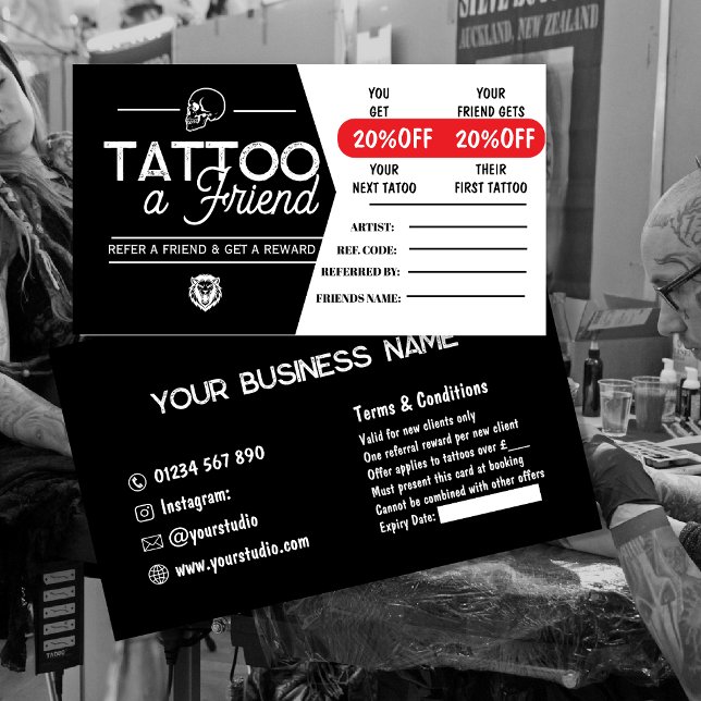 Visite Modèle de carte de parrainage de tatouage | Faire  (Créateur téléchargé)