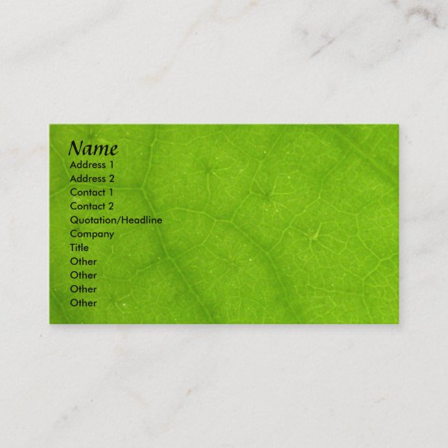 Visite Modèle de carte de profil - texture verte de (Devant)