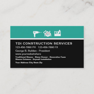 Visite Modèle de carte d'entreprise de construction