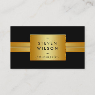 Visite Modèle de carte noire rétro élégant à rayures doré