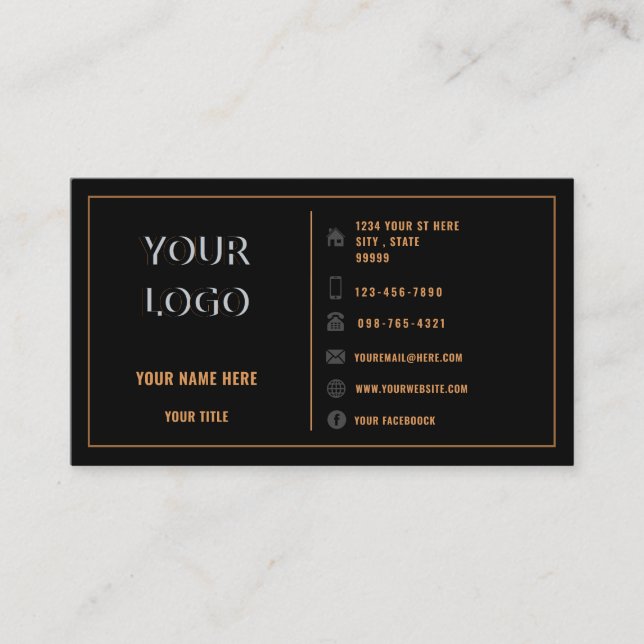 Visite Modèle de carte professionnelle Black Gold Profess (Devant)